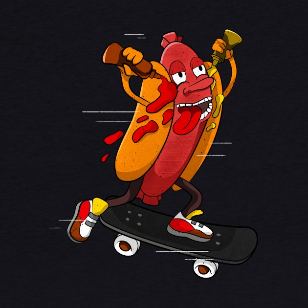 Hotdog Skater Funny Skating Bratwurst by Foxxy Merch